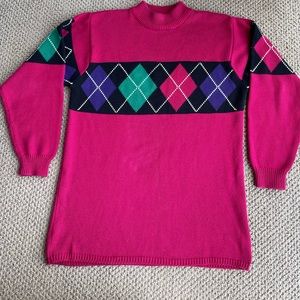 Vintage Liz Sport Petite Knit Jumper, Size Small, Pink, Long Sleeve, Pullover Co